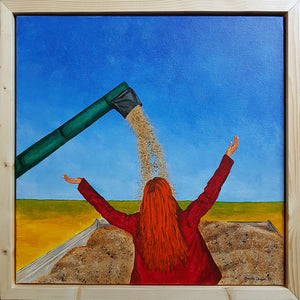 Harvest Day, Original Painting, Acrylic on Canvas, Beata Dagiel, Framed